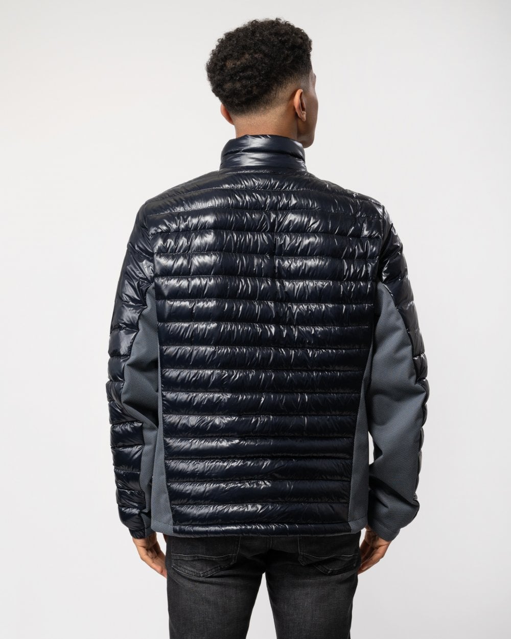 BOSS Green J Techno Mens Lightweight Water-Repellent Jacket With Down Filling - Dark Blue 402