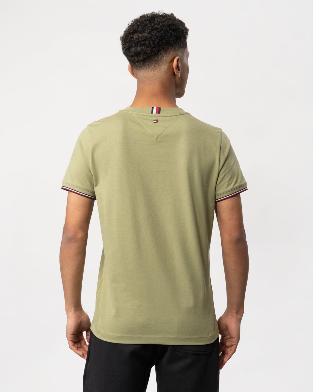 Tommy Hilfiger Tommy Logo Tipped Mens T-Shirt - Faded Olive