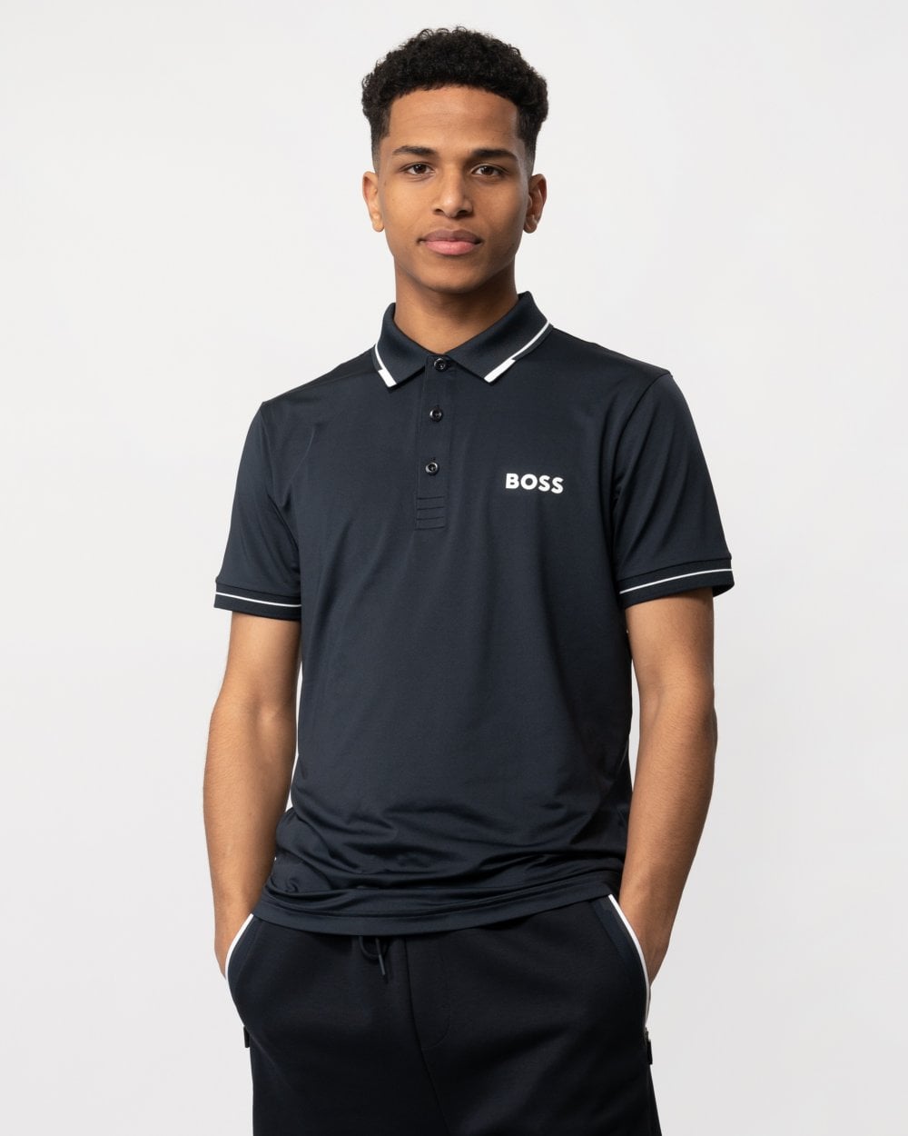 BOSS Green Paul Pro Mens Tipped Polo Shirt - Dark Blue 403