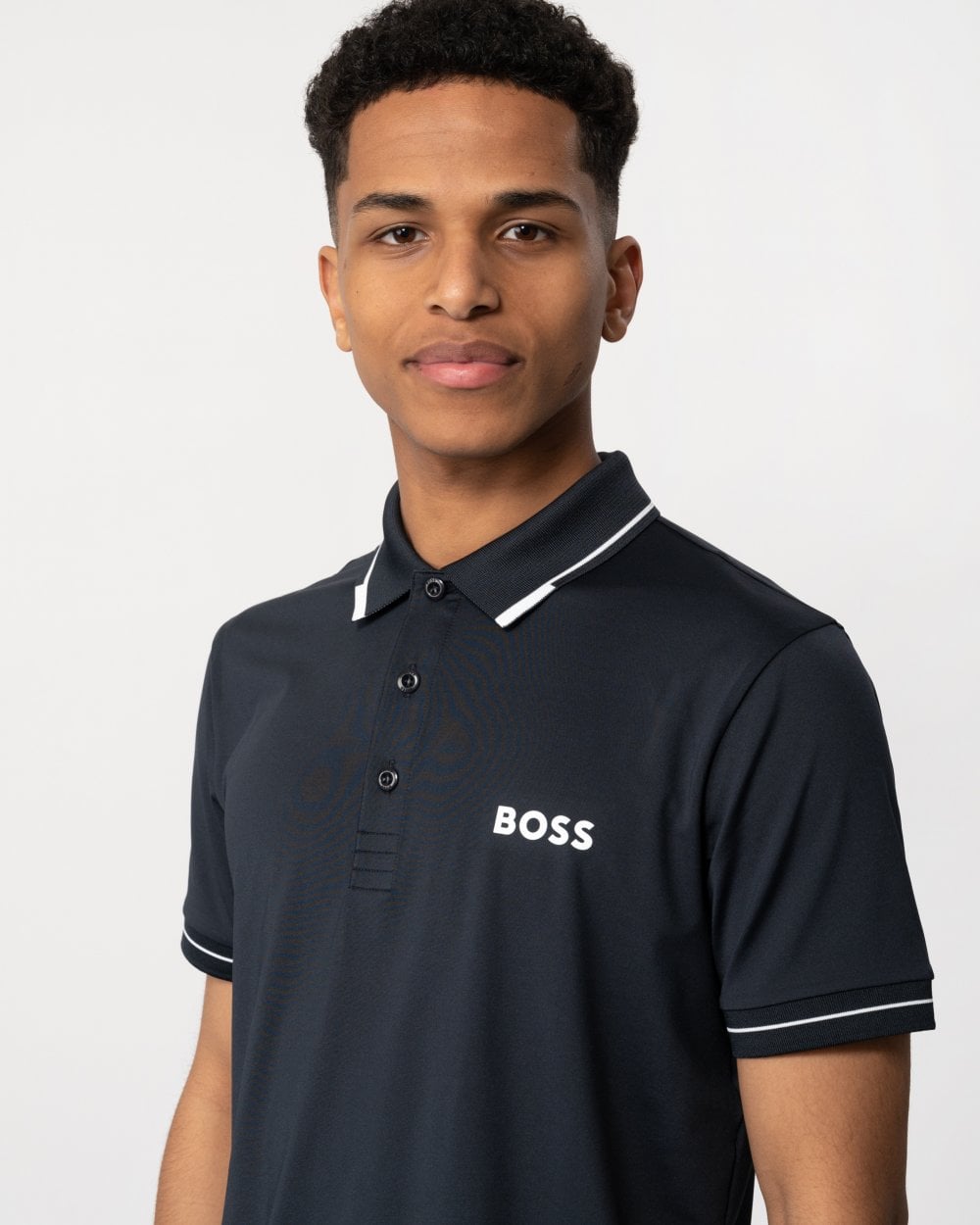 BOSS Green Paul Pro Mens Tipped Polo Shirt - Dark Blue 403