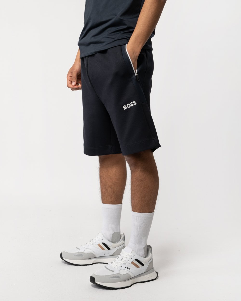 BOSS Green Headlo 1 Mens Cotton-Blend Shorts with 3D-Moulded Logo