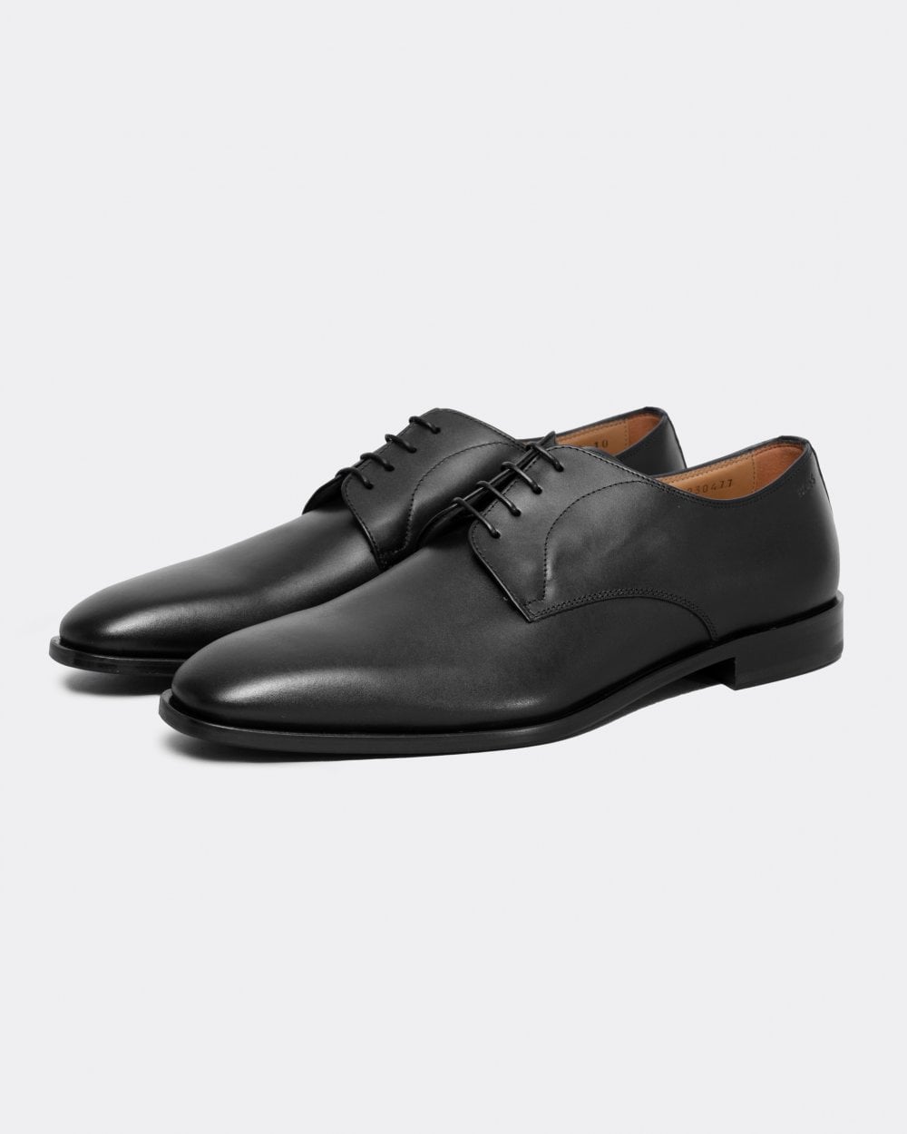 BOSS Orange Lisbon Mens Leather Derby Shoes With Leather Lining - Black 001