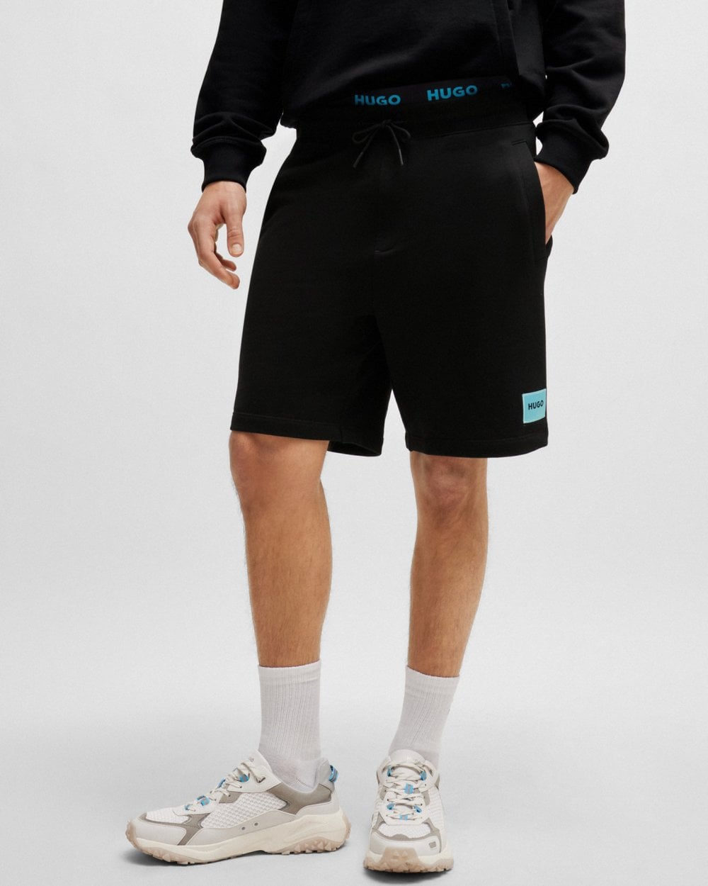 HUGO Diz222 Mens Cotton Terry Shorts with Logo Label