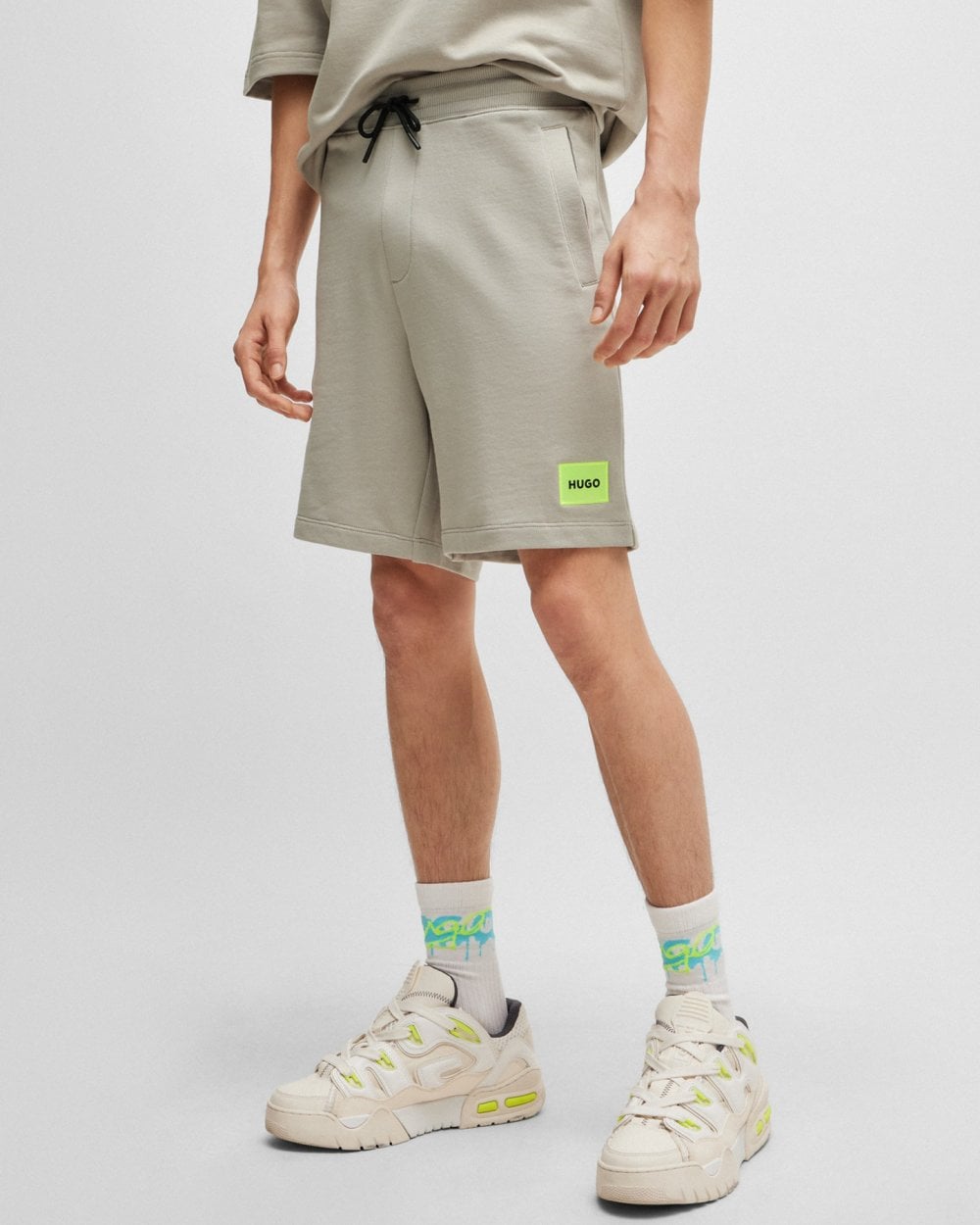HUGO Diz222 Mens Cotton Terry Shorts with Logo Label