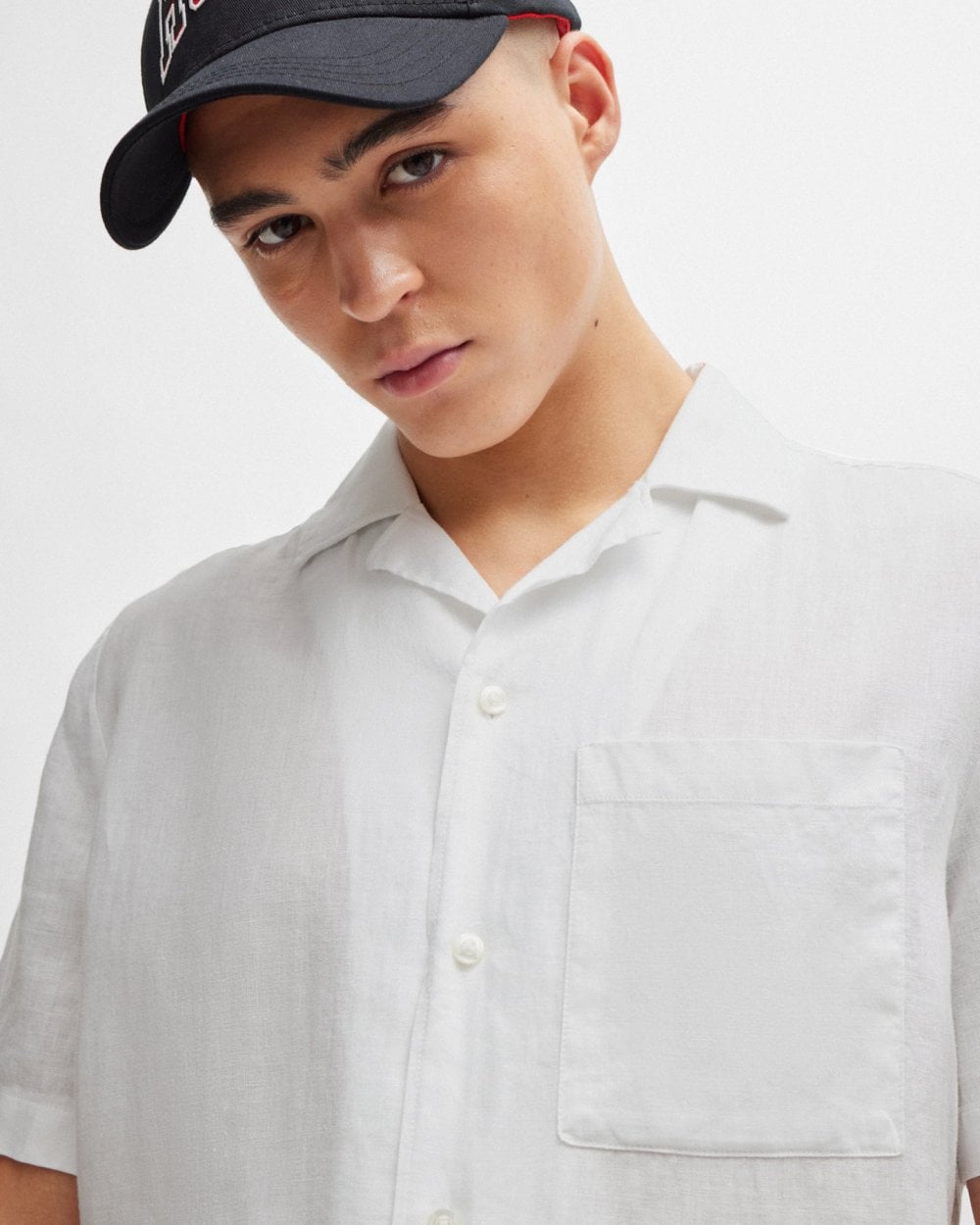 HUGO HUGO Ellino Mens Short Sleeve Linen Shirt