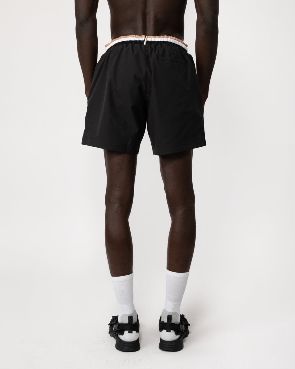 BOSS Orange Isle Mens Ripstop-Fabric Swim Shorts with Contrast Logo - Black 001