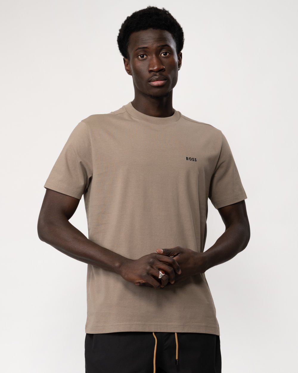 BOSS Green Tee Mens Stretch Cotton T-Shirt with Contrast Logo - Light/Pastel Green 334