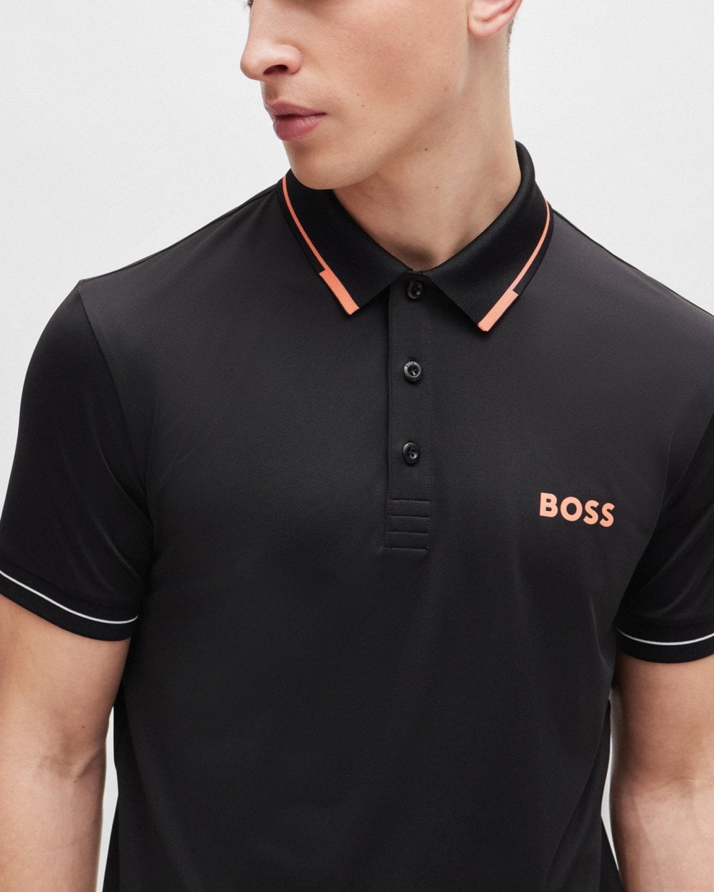 BOSS Green Paul Pro Mens Tipped Polo Shirt - Black 002