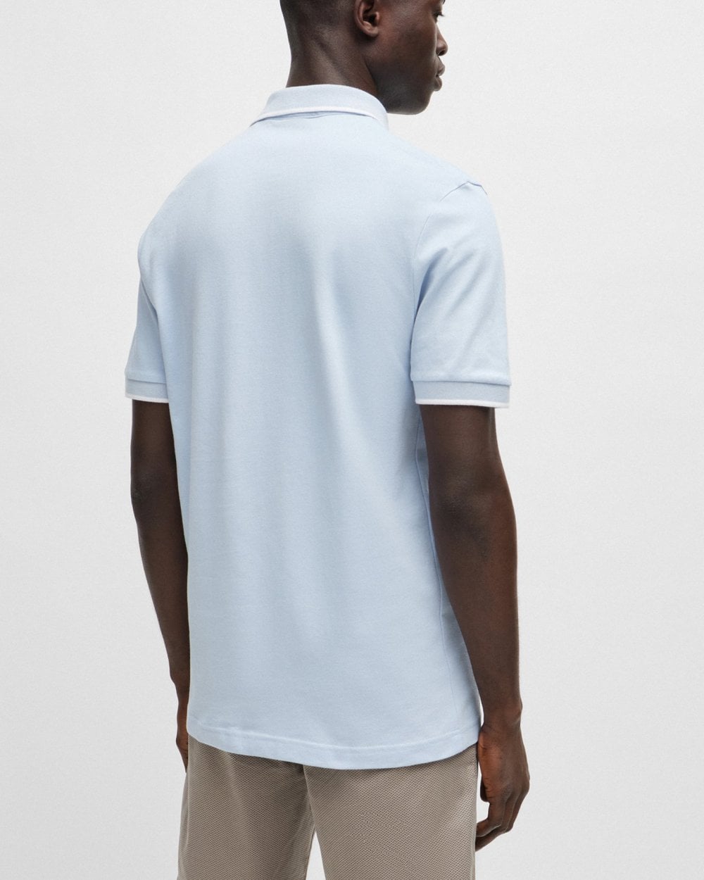BOSS Orange Passertip Mens Short Sleeve Polo Shirt With Tipped Collar - Open Blue 460