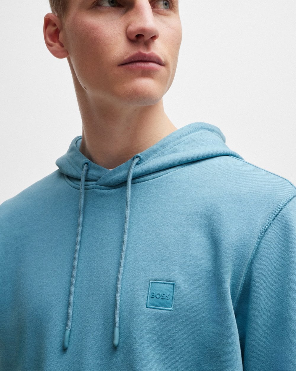 BOSS Orange Wetalk Mens Pullover Hoodie With Logo Patch - Open Blue 486