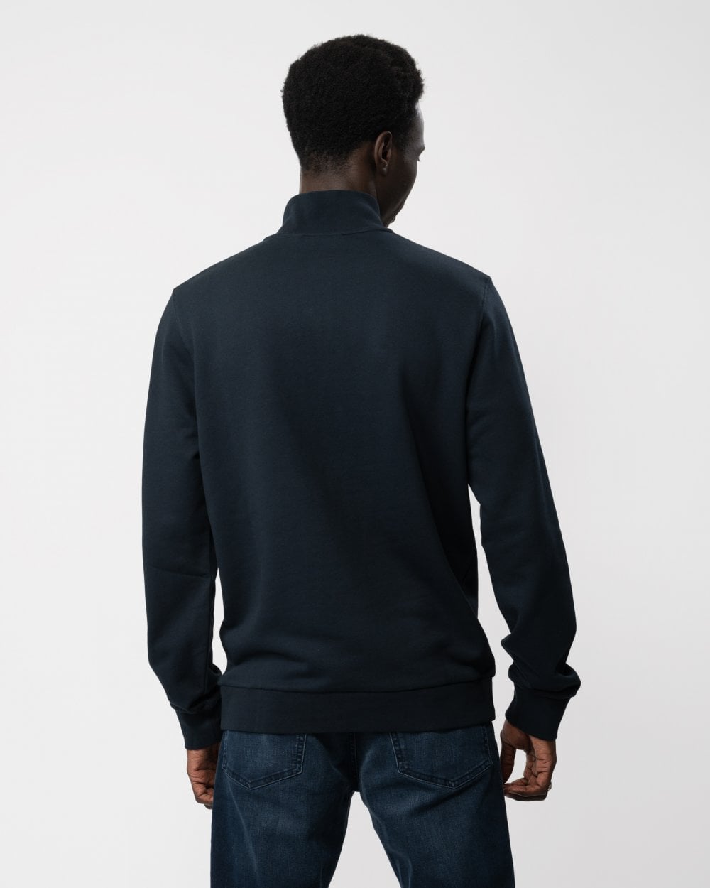 Lyle & Scott Mens Embroidered Quarter Zip Sweatshirt - Z271 Dark Navy