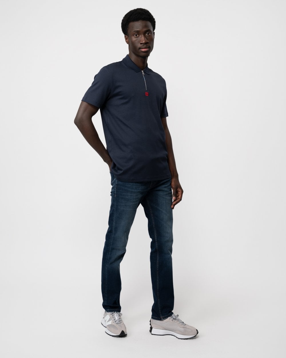 HUGO HUGO Deresom241 Mens Short Sleeve Zip Polo