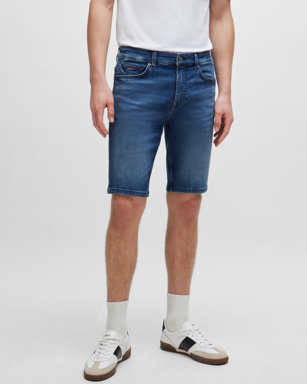 BOSS Orange BOSS Orange Delaware BC-C Mens Slim Fit Shorts in Blue Soft-Motion Denim