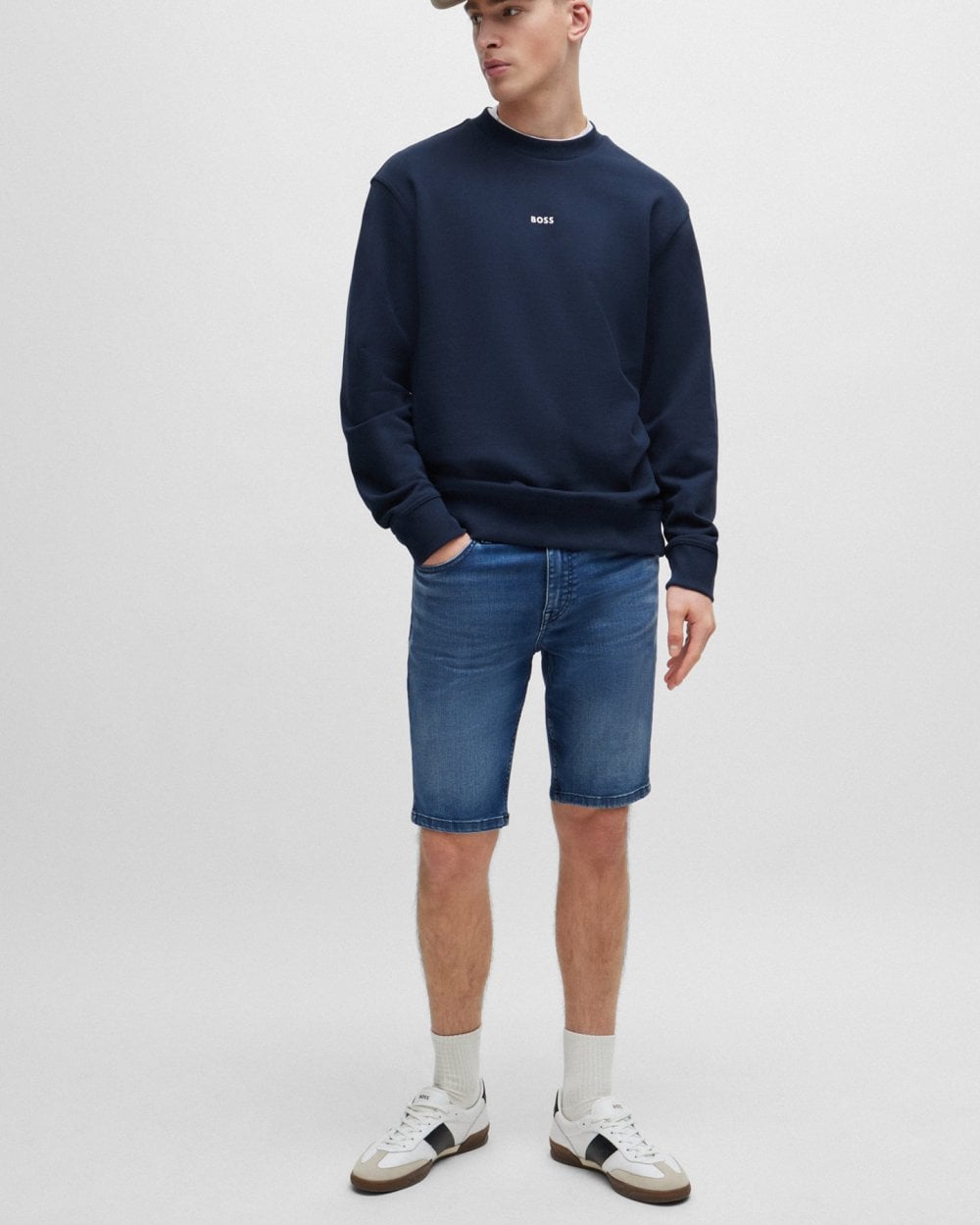 BOSS Orange BOSS Orange Delaware BC-C Mens Slim Fit Shorts in Blue Soft-Motion Denim