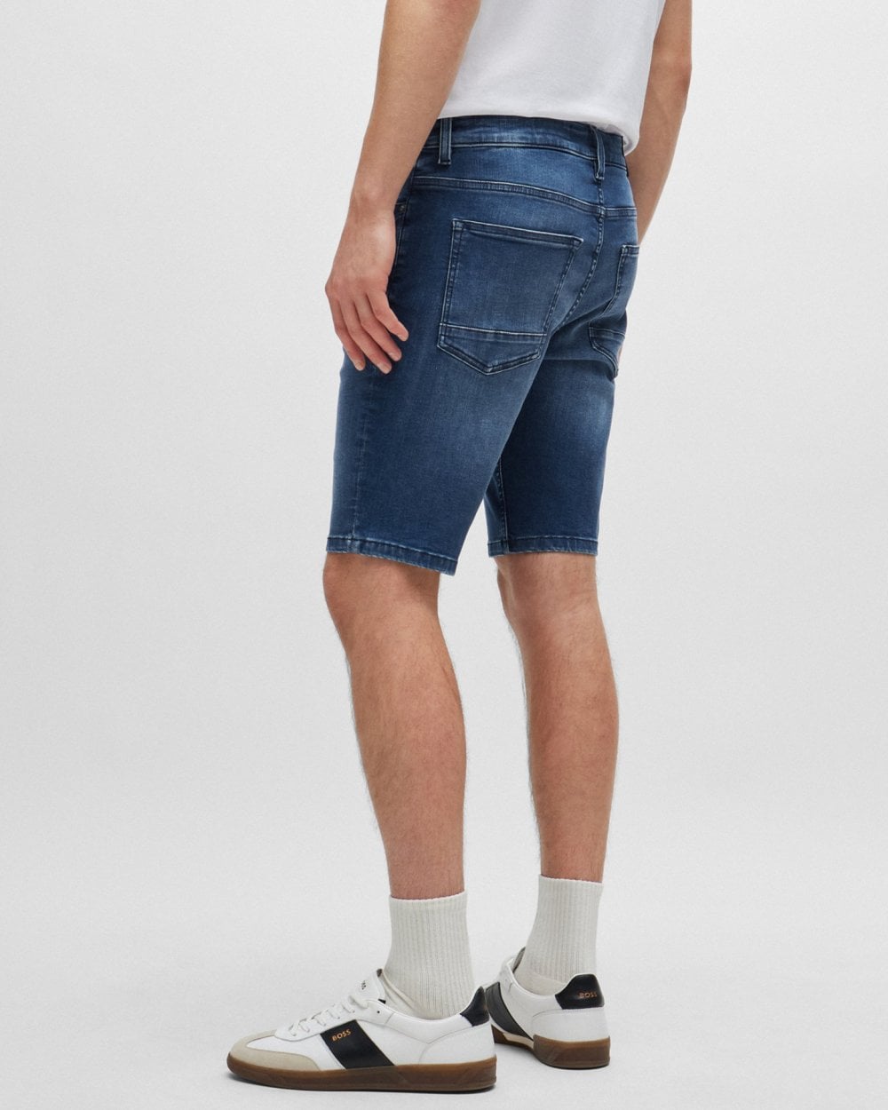 BOSS Orange BOSS Orange Delaware BC-C Mens Slim Fit Shorts in Blue Soft-Motion Denim