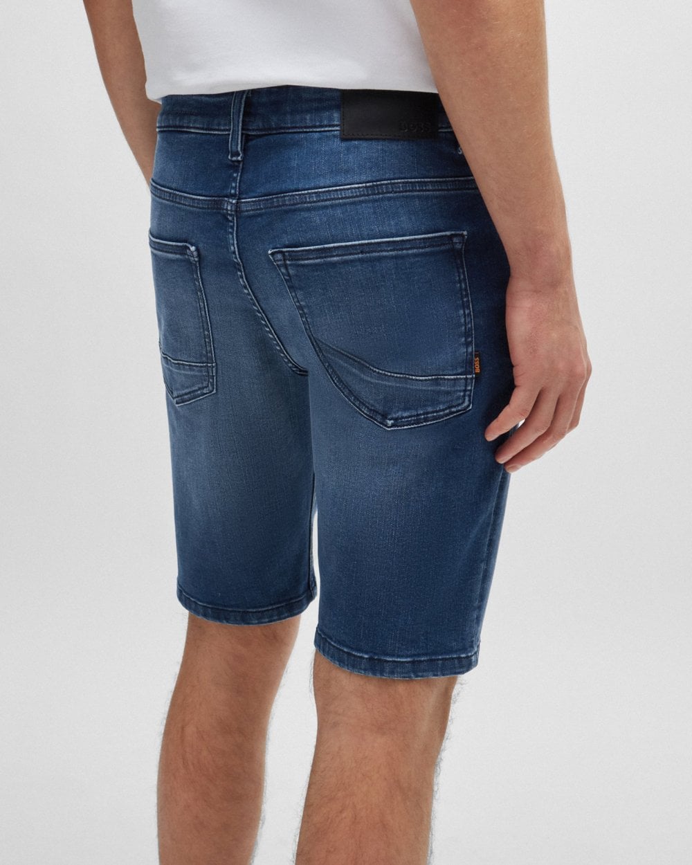 BOSS Orange BOSS Orange Delaware BC-C Mens Slim Fit Shorts in Blue Soft-Motion Denim