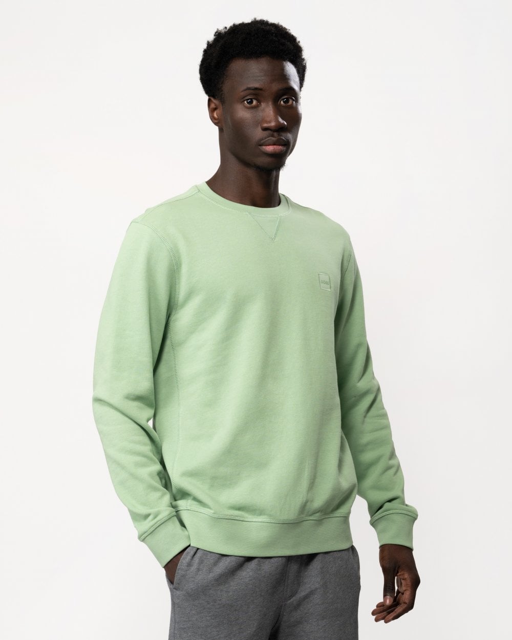 BOSS Orange Westart Mens Crew Neck Sweatshirt With Logo Patch