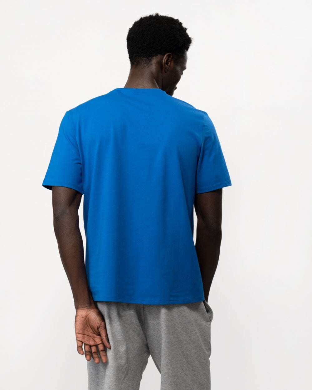 BOSS Orange Unique Mens Stretch-Cotton Pyjama T-Shirt with Logo Print - Medium Blue 423