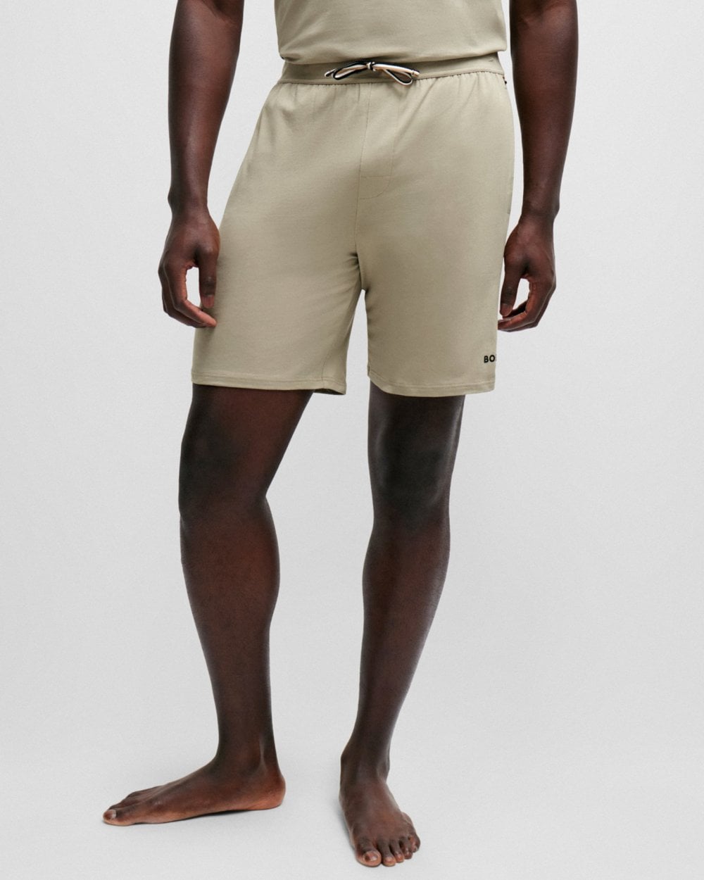 BOSS Orange Unique Mens Stretch-Cotton Pyjama Shorts with Logo Print