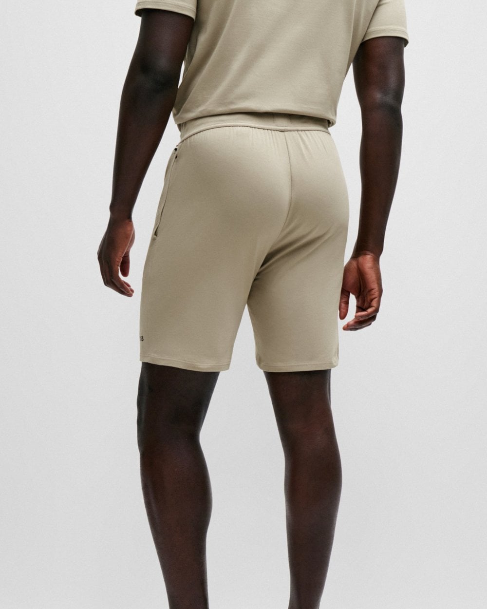 BOSS Orange Unique Mens Stretch-Cotton Pyjama Shorts with Logo Print - Dark Beige 255