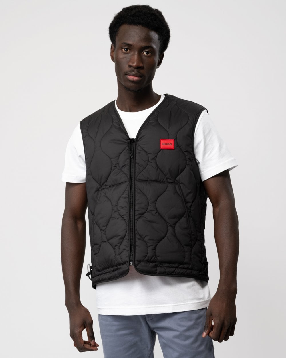 HUGO HUGO Bethano2321 Mens Water-Repellent Gilet with Red Logo Label