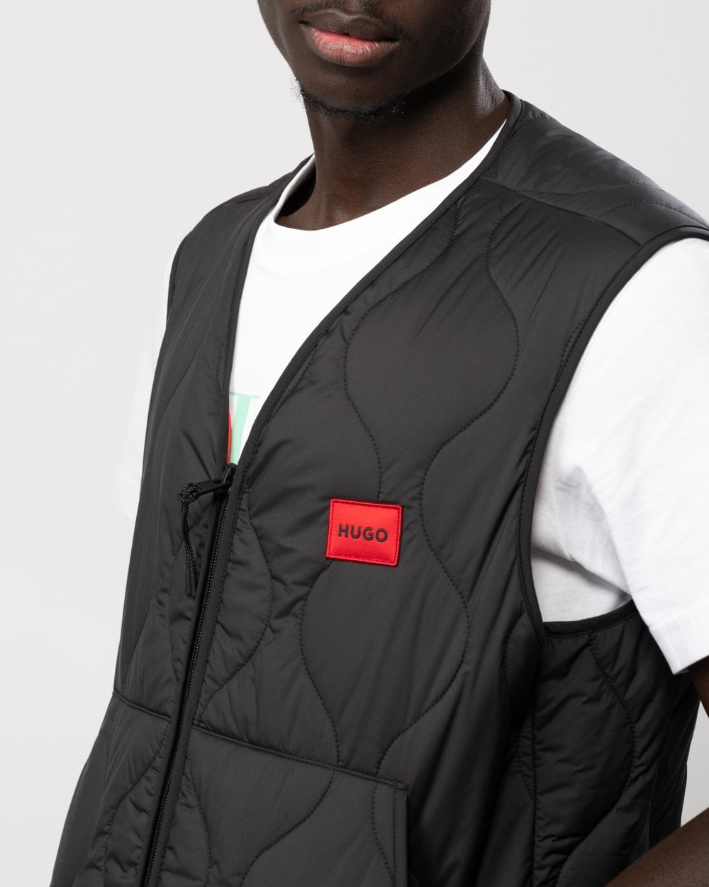HUGO HUGO Bethano2321 Mens Water-Repellent Gilet with Red Logo Label