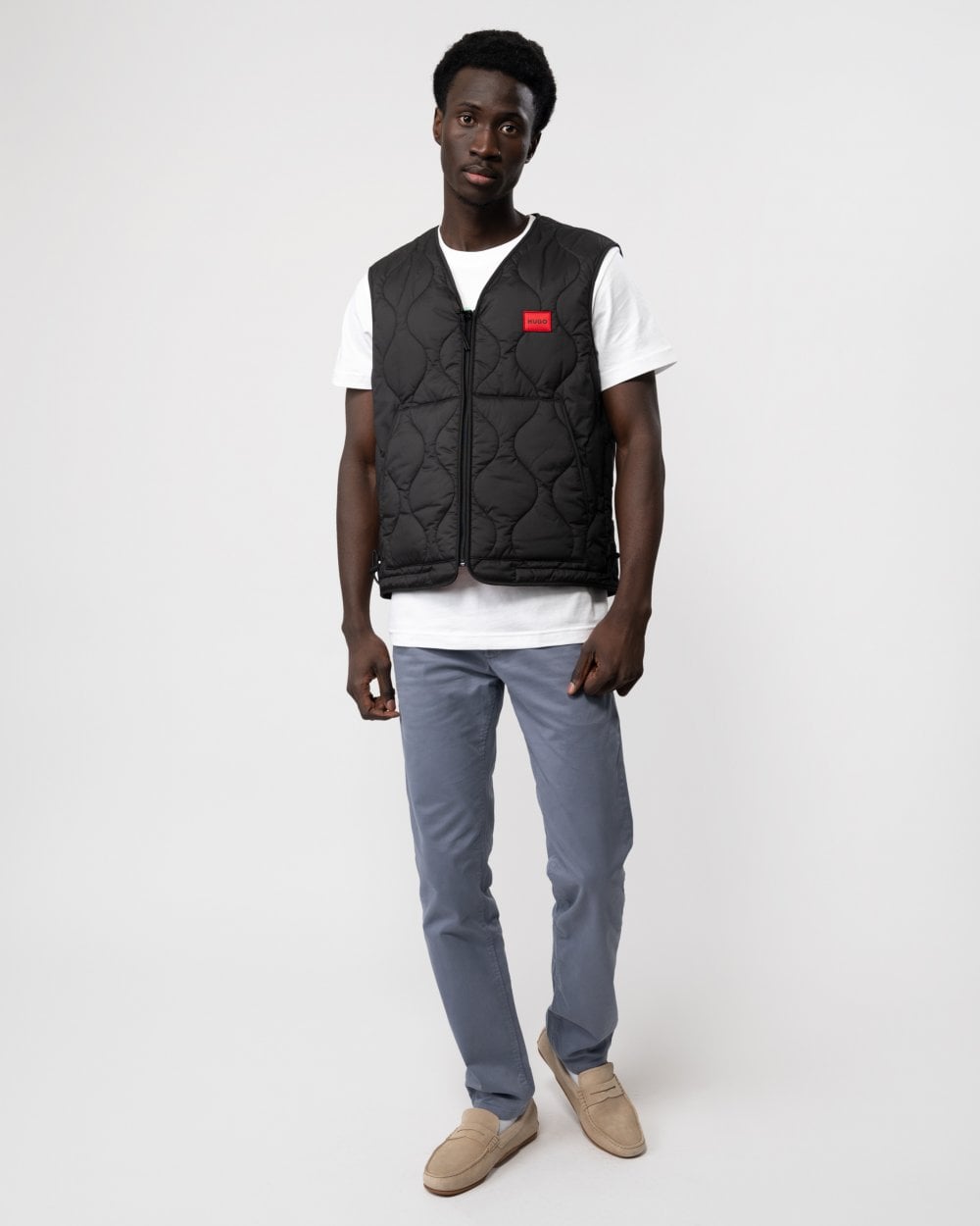 HUGO HUGO Bethano2321 Mens Water-Repellent Gilet with Red Logo Label