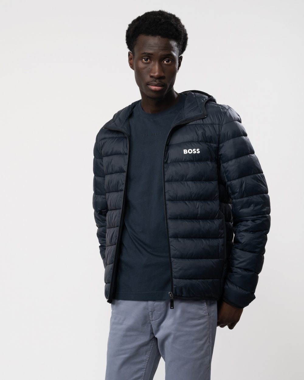BOSS Green J Thor Mens Water-Repellent Puffer Jacket With Branded Trims