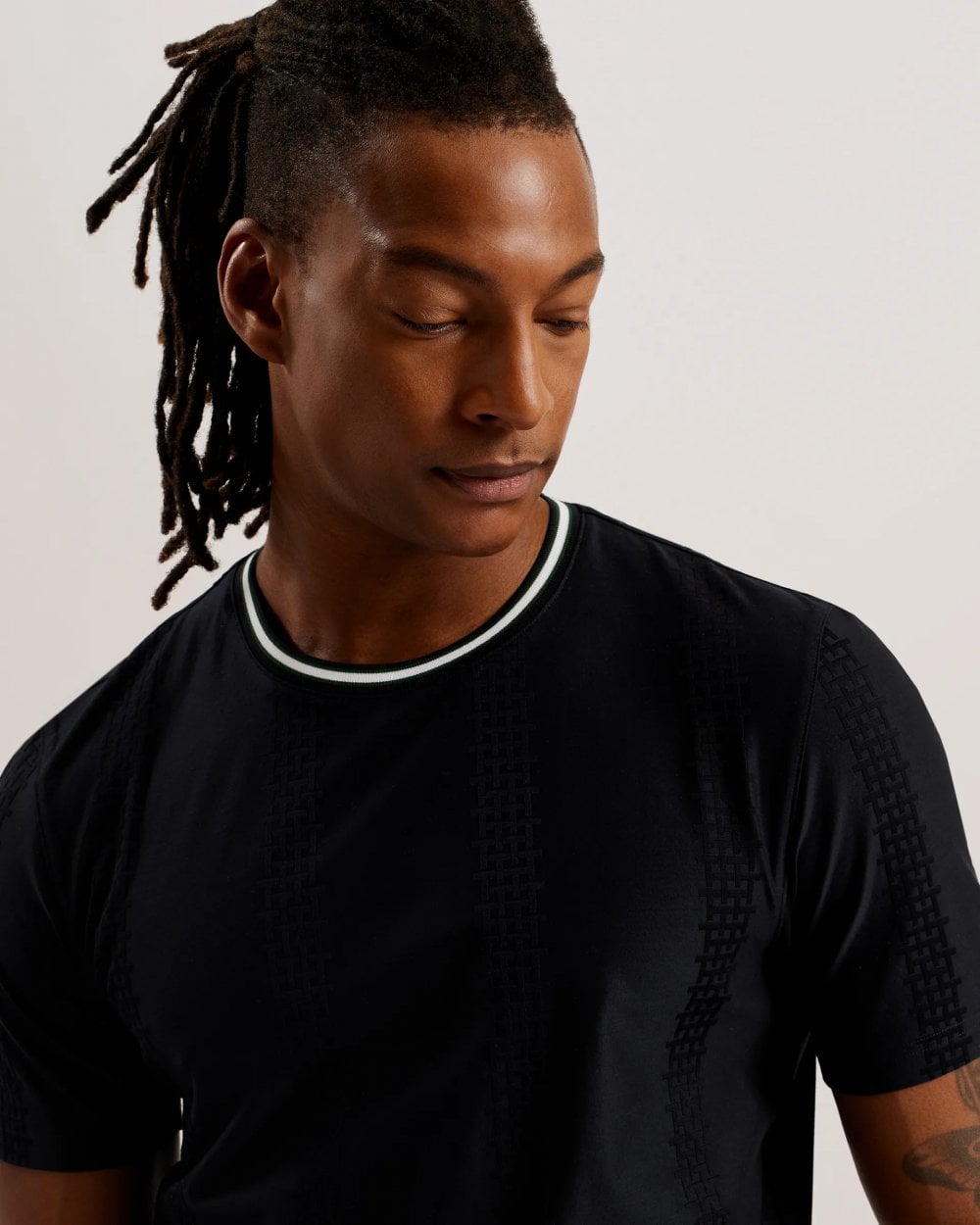 Ted Baker Ted Baker Rousel Mens Slim Fit Slim Fit Jacquard Striped T-Shirt