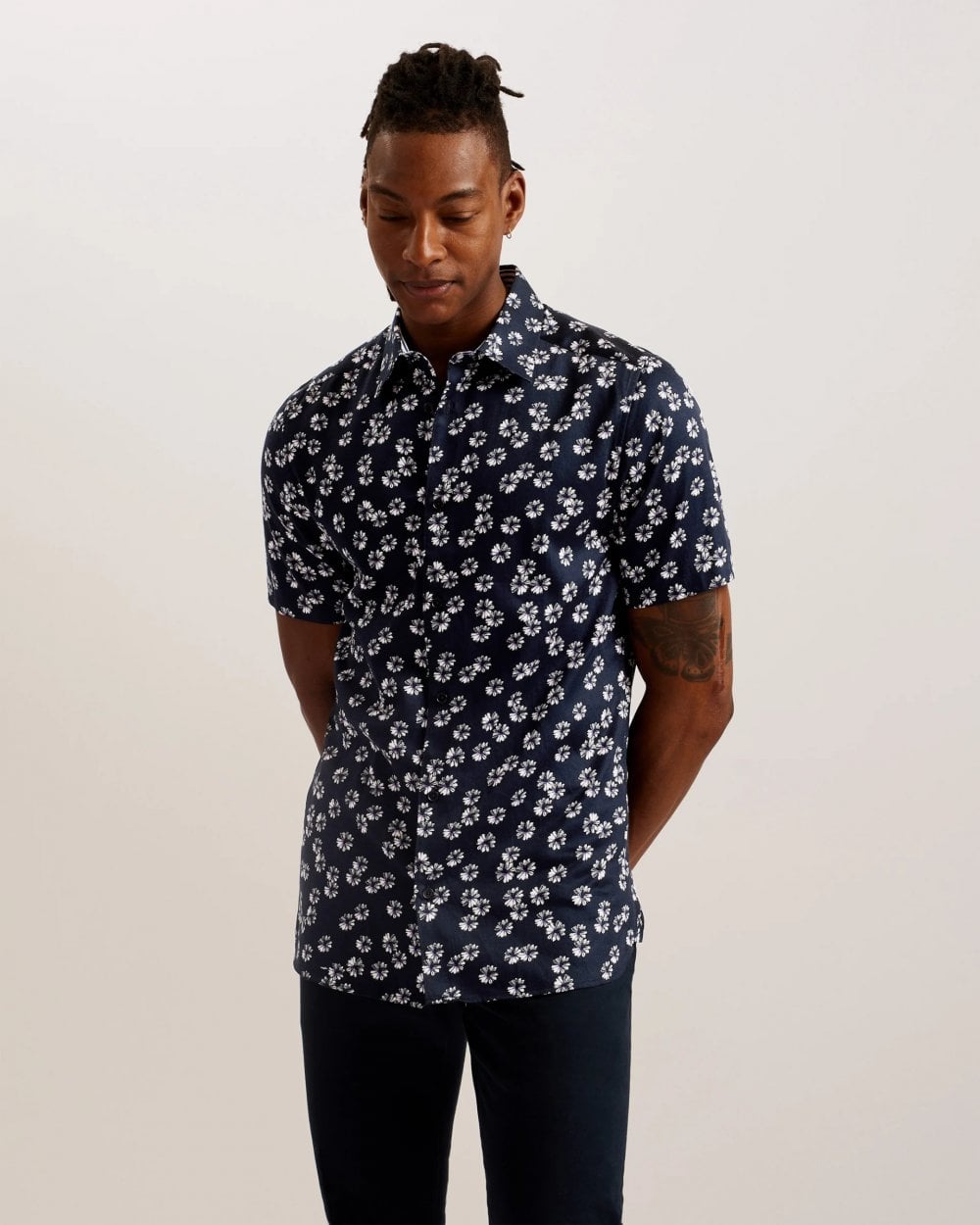 Ted Baker Ted Baker Alfanso Mens Floral Print Short Sleeve Shirt