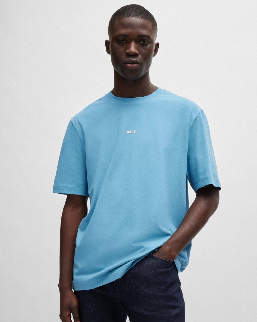 BOSS Orange TChup Mens Crew Neck Small Logo T-Shirt - Open Blue 486