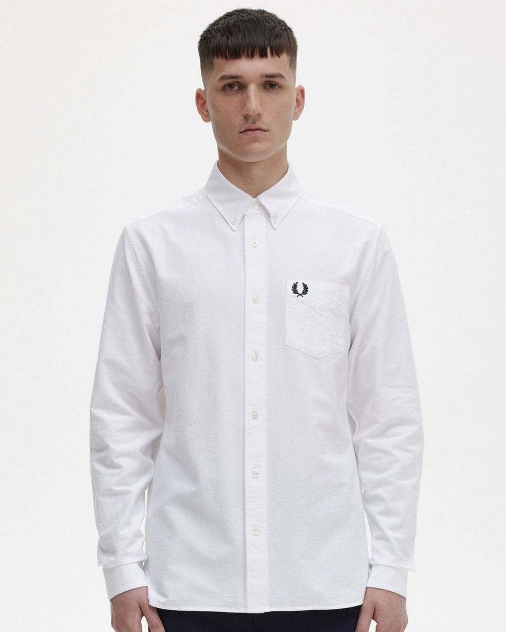 Fred Perry Mens Long Sleeve Oxford Shirt NOS - White 100
