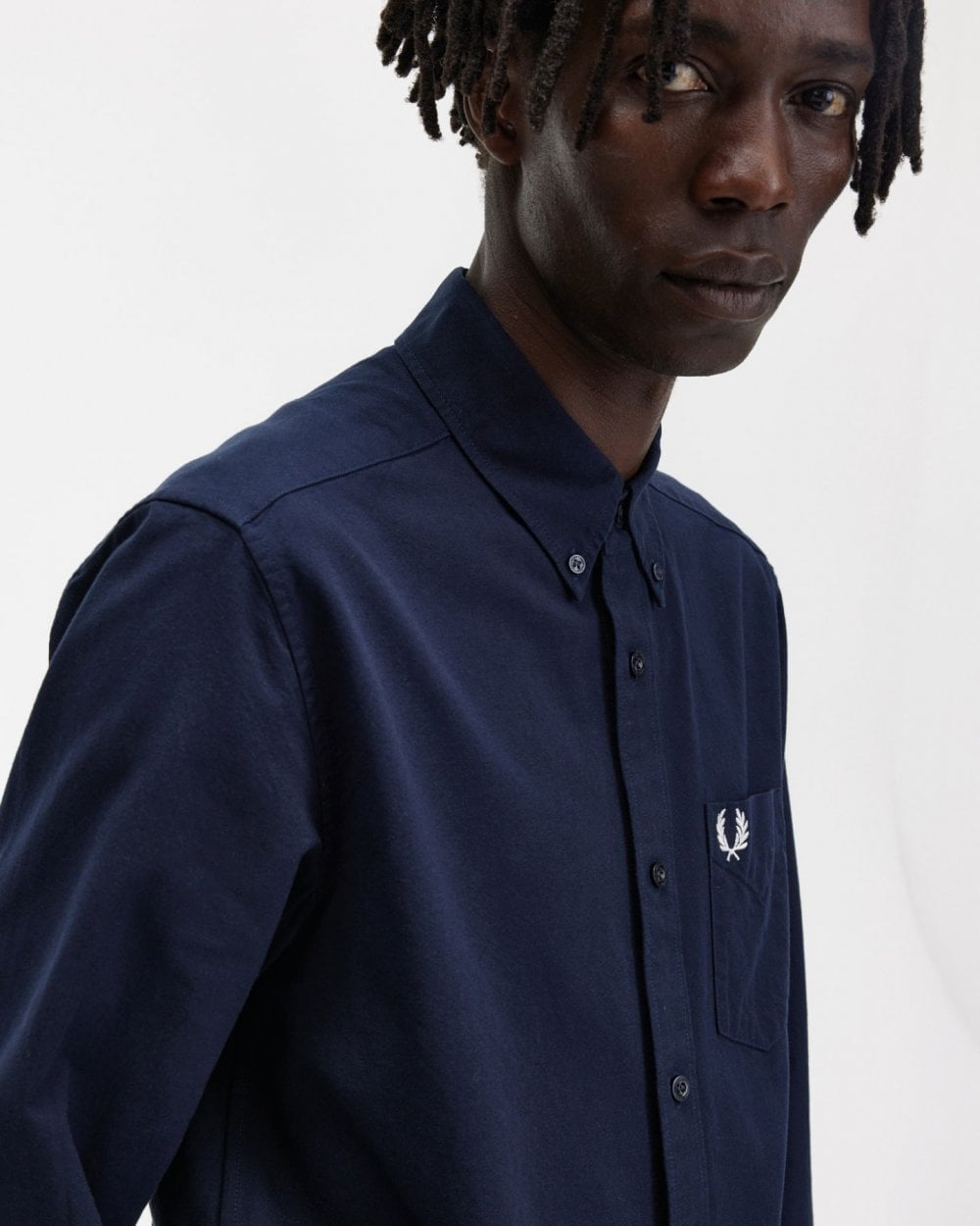 Fred Perry Mens Long Sleeve Oxford Shirt NOS - Navy 608