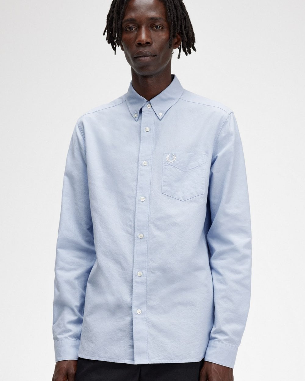 Fred Perry Mens Long Sleeve Oxford Shirt NOS - Light Smoke 146