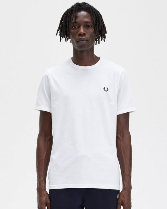 Fred Perry Mens Ringer T-Shirt NOS - White 100