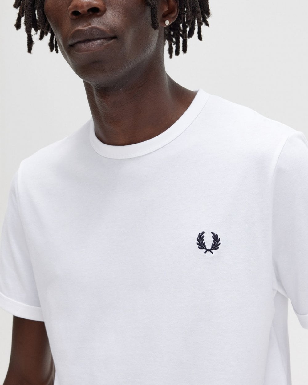 Fred Perry Mens Ringer T-Shirt NOS - White 100