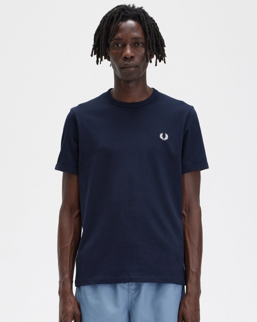 Fred Perry Mens Ringer T-Shirt NOS - Navy 608