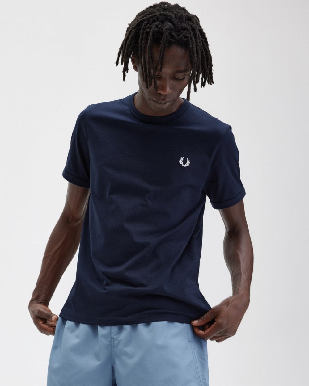 Fred Perry Mens Ringer T-Shirt NOS - Navy 608