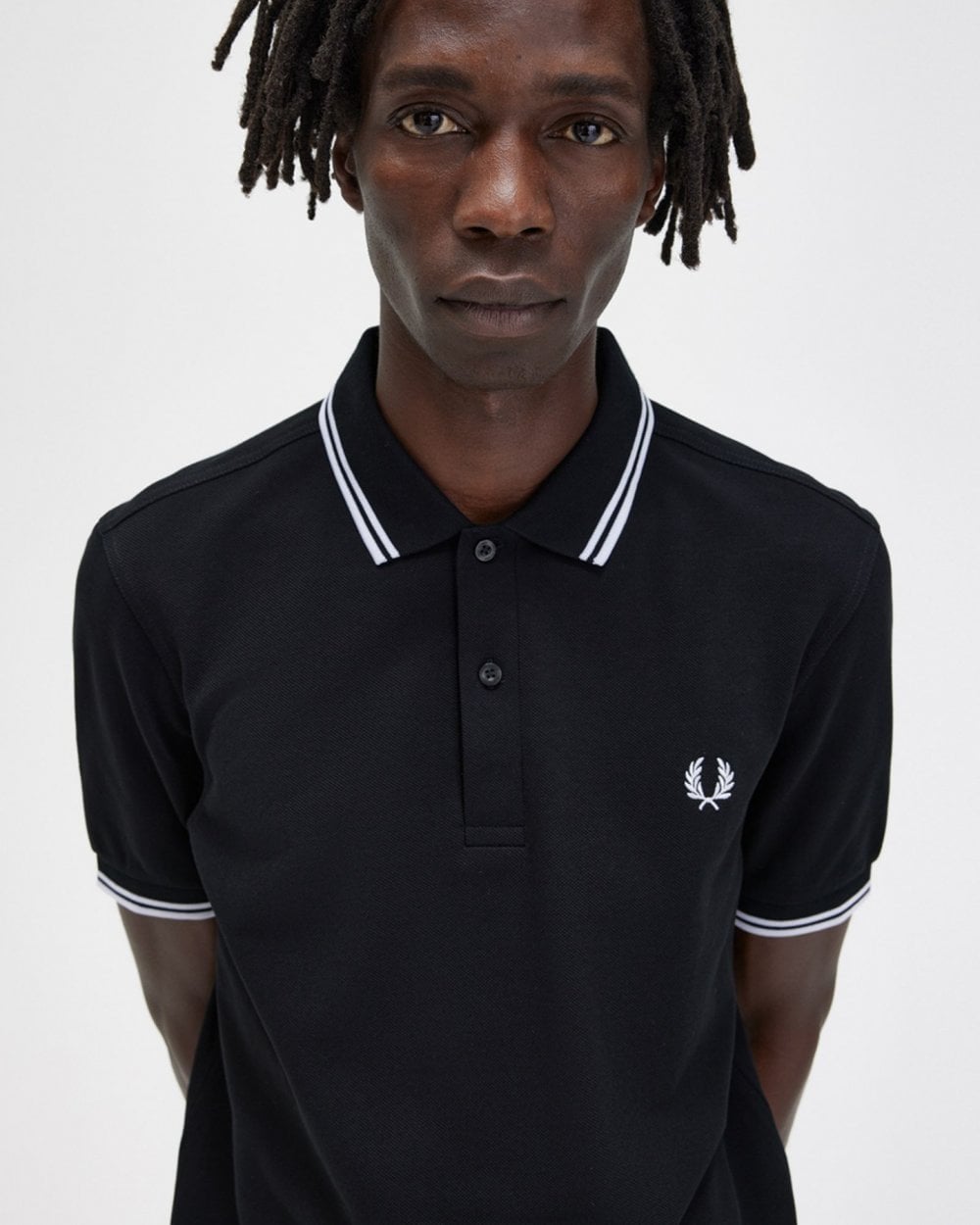 Fred Perry Mens Twin Tipped Signature Polo Shirt NOS - Black 350