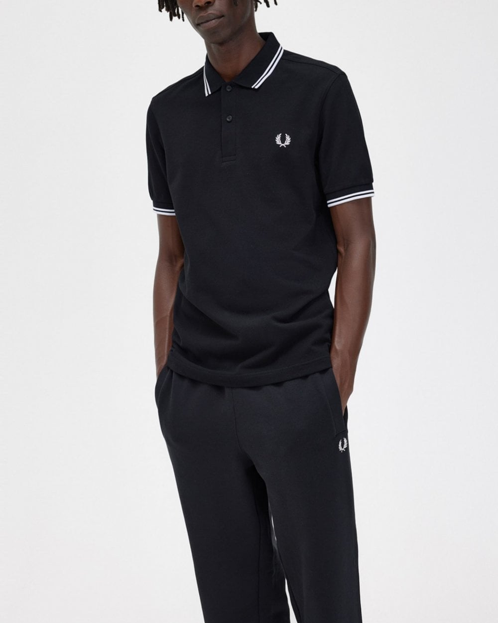 Fred Perry Mens Twin Tipped Signature Polo Shirt NOS - Black 350