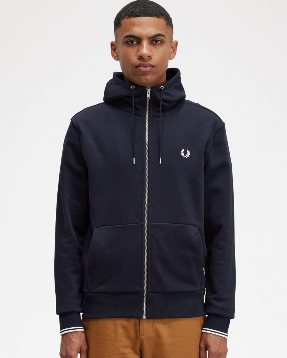 Fred Perry Mens Zip Through Hoodie NOS - Navy 795