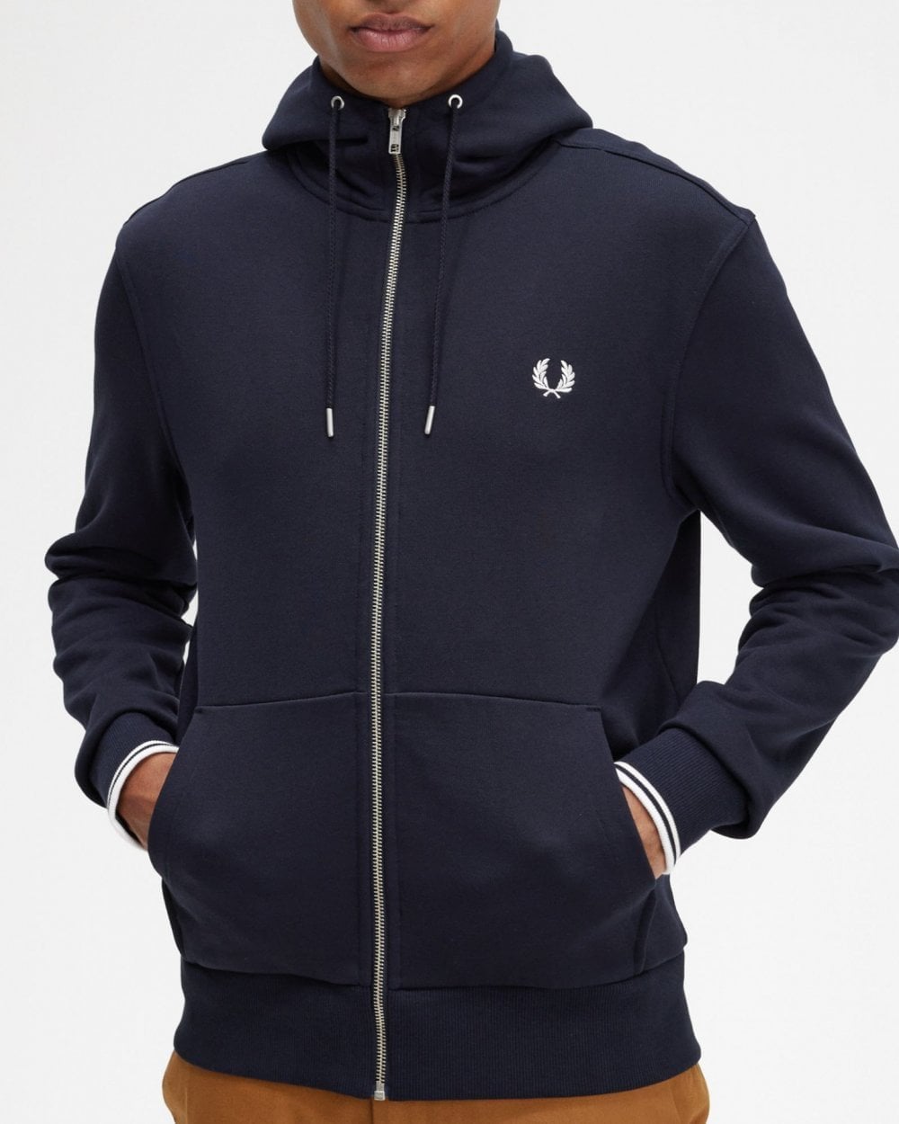 Fred Perry Mens Zip Through Hoodie NOS - Navy 795