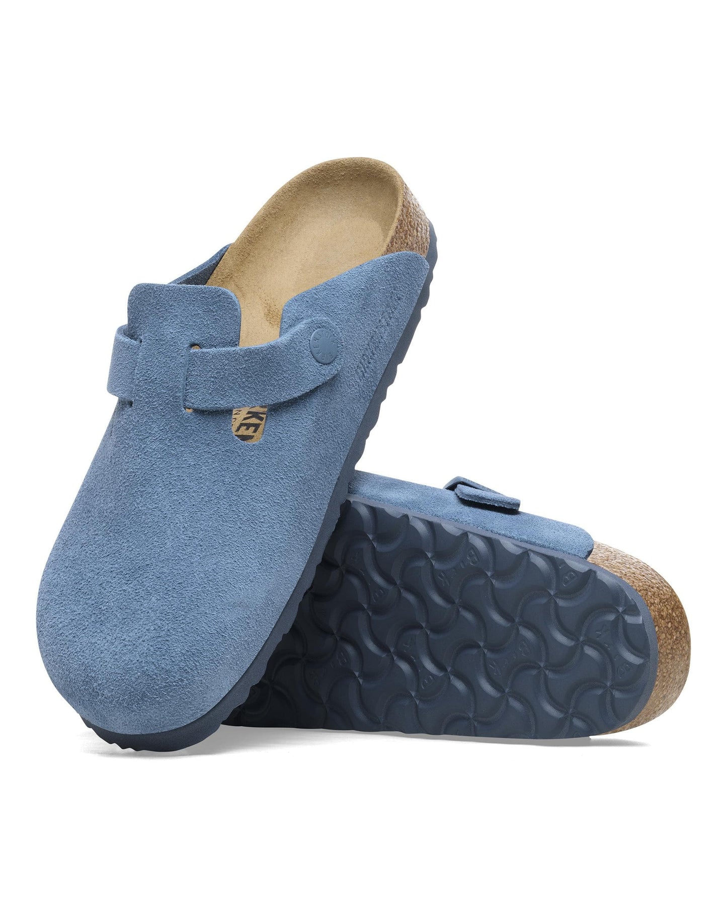 Birkenstock Boston Suede Leather Womens Clogs - Elemental Blue