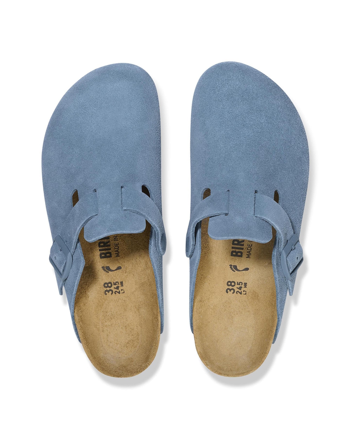 Birkenstock Boston Suede Leather Womens Clogs - Elemental Blue