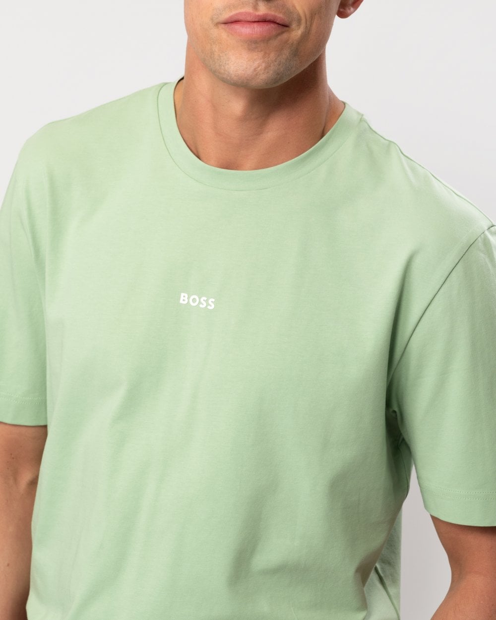 BOSS Orange TChup Mens Crew Neck Small Logo T-Shirt - Open Green 372