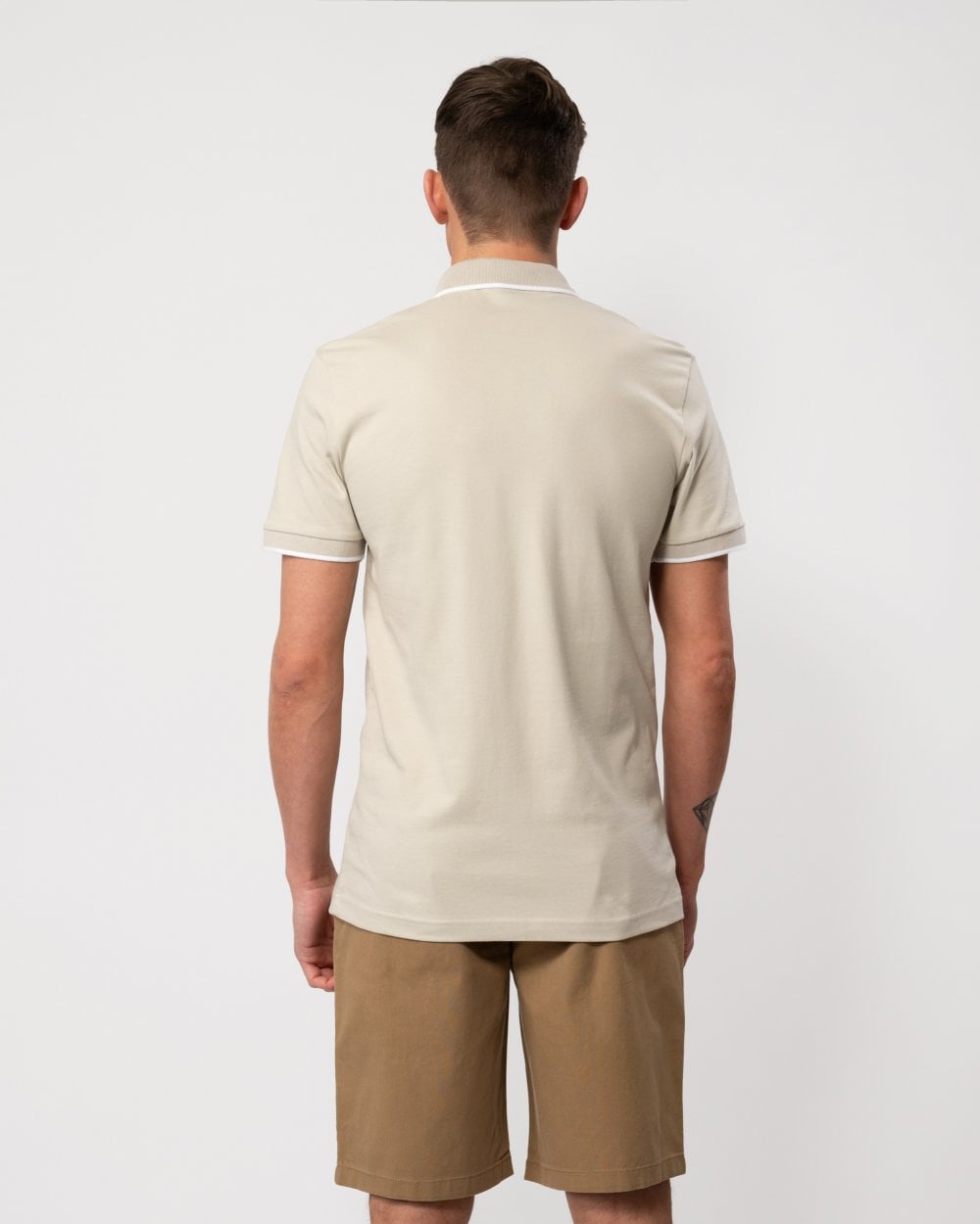 BOSS Orange Passertip Mens Short Sleeve Polo Shirt With Tipped Collar - Light Beige 271