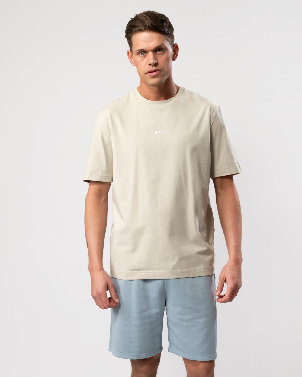 BOSS Orange TChup Mens Crew Neck Small Logo T-Shirt - Light Beige 271