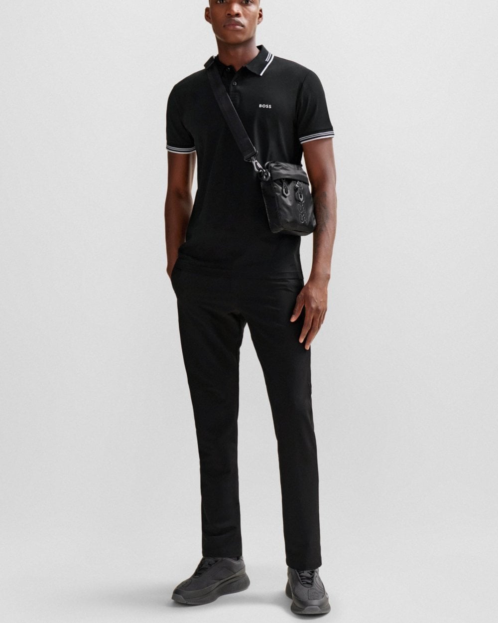 BOSS Green Paul Mens Short Sleeve Polo Shirt With Contrast Tipping NOS - Black 001