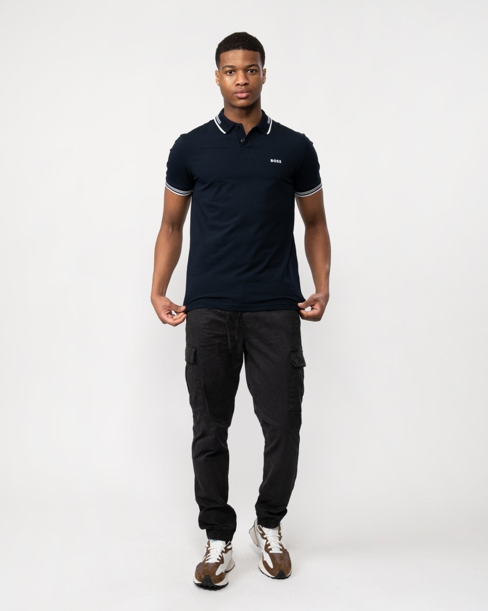 BOSS Green Paul Mens Short Sleeve Polo Shirt With Contrast Tipping NOS - Dark Blue 402