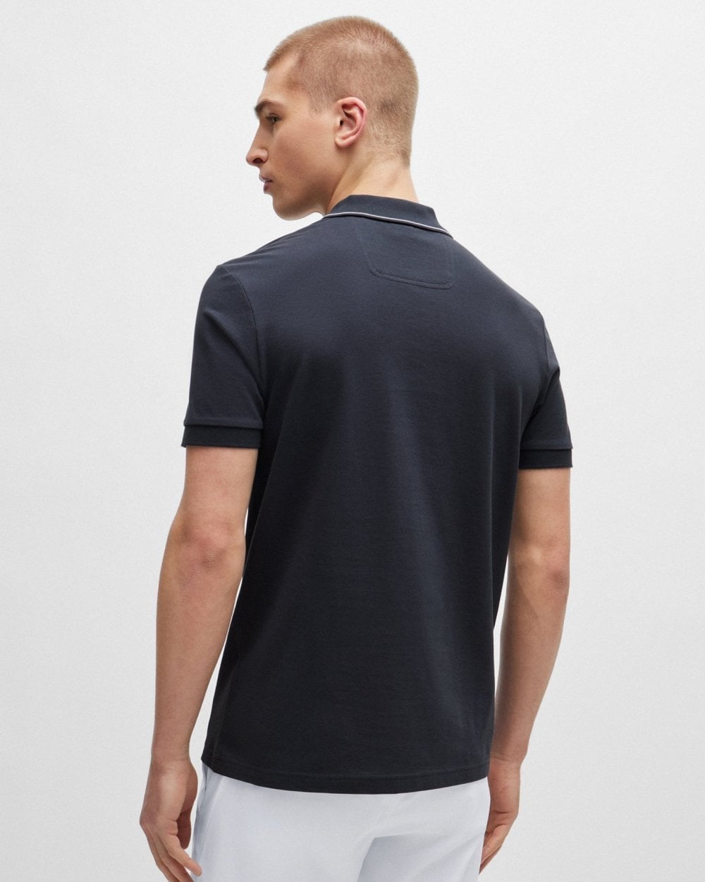 BOSS Green Paule 4 Mens Tipped Collar Polo Shirt NOS - Dark Blue 402